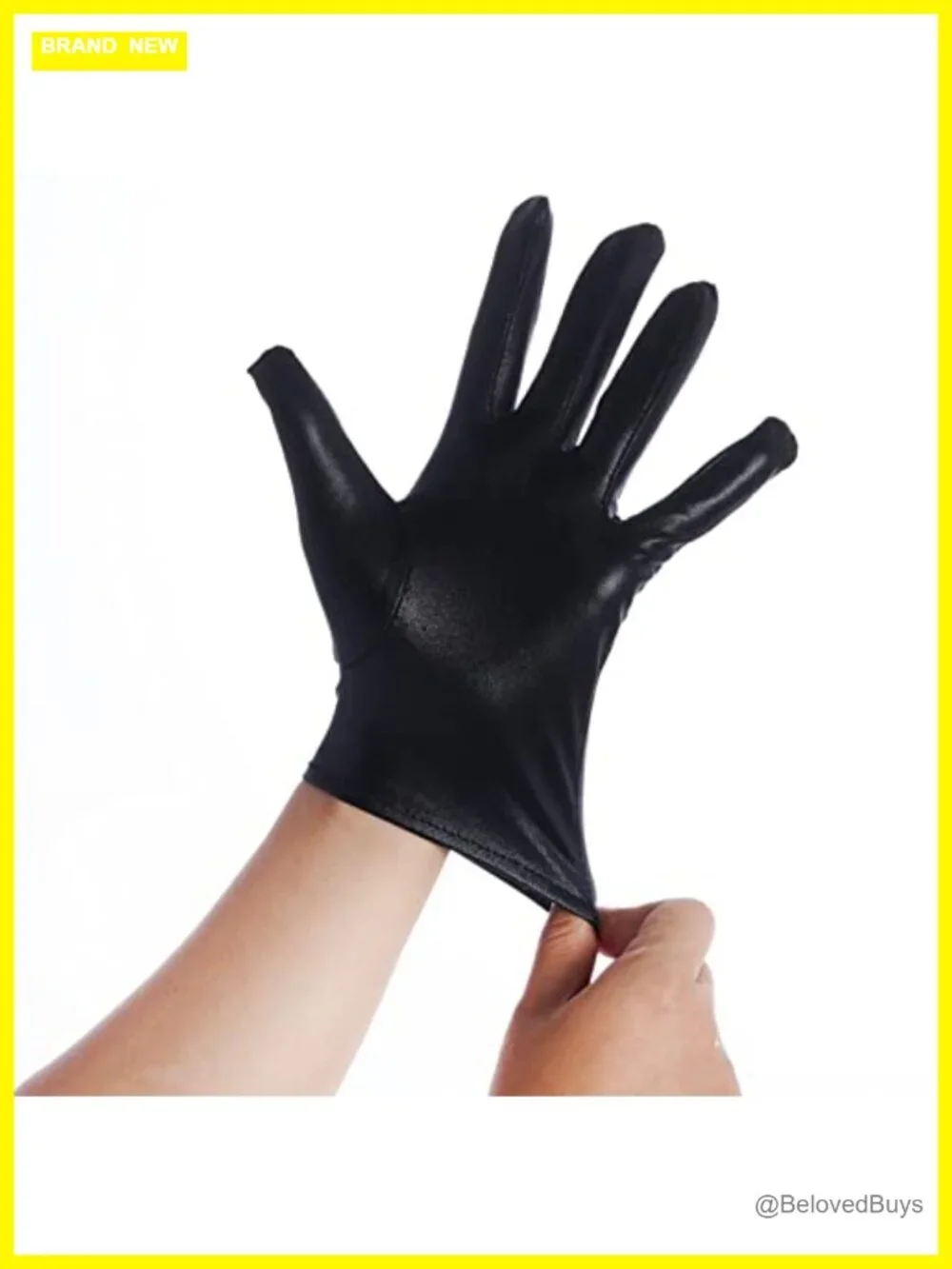 Shiny Faux Leather Metallic Cropped Gloves Halloween Costume Accessory